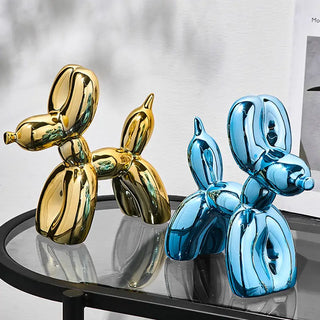 balloon dog sculpture contemporary art porcelain dog statue chromatic coating top view