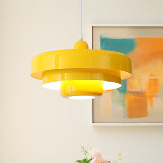 Mid-Century Pendant Light - Round Iron Rustic Industrial Lamp for Dining Room