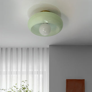 Elegant glass ceiling light, mid-century semi-flush living room