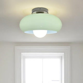 Glass semi-flush ceiling light, mid-century elegant living room