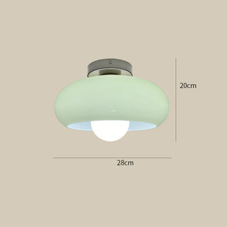 Semi-flush glass ceiling lamp, mid-century elegant living room