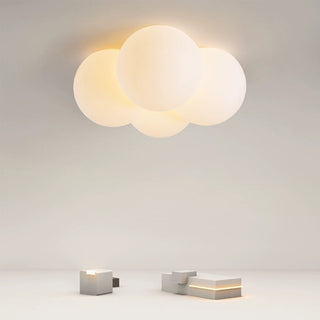 White bubble ceiling lamp with three color LED, modern design