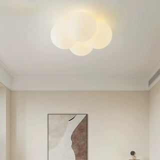 Modern white cloud bubble ceiling lamp with LED three color bulbs