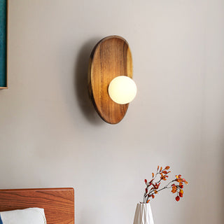 Wood solid minimalist wall sconce ambient — living room