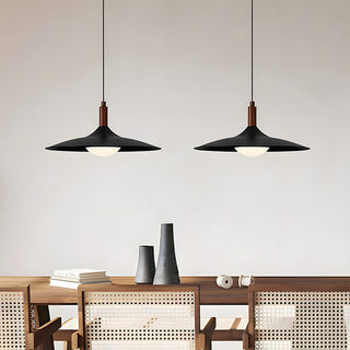 LED UFO pendant side view — modern iron acrylic hanging fixture