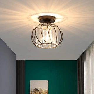 Glass hallway ceiling light luxury – semi-flush iron glass