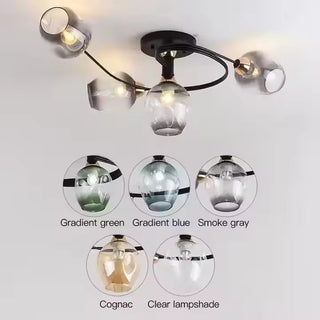 Modern Ceiling Light – Adjustable LED Fixture with Swivel Rings & Colorful Glass Shades