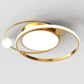 Bedroom artistic ceiling light, round metal modern flush mount