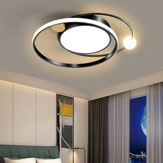 Modern LED Ceiling Light - Artistic Round Metal Flush Mount Lamp for Bedroom