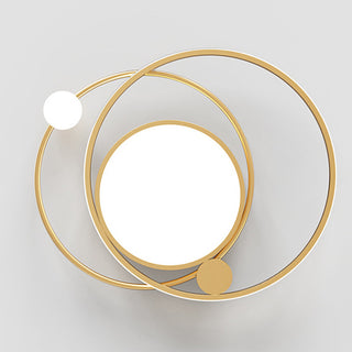 Modern flush mount artistic ceiling light, round metal bedroom