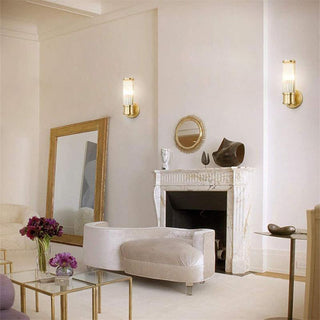 Gold crystal brass wall sconce detail — modern dining lamp