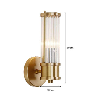 Modern brass gold crystal wall lamp angle — dining sconce