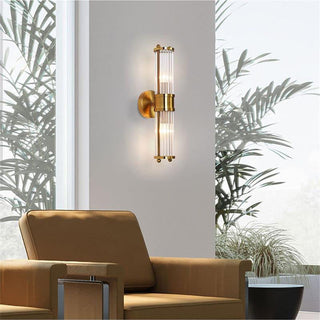 Brass gold crystal wall sconce modern — living dining lamp