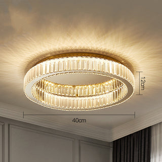 Gold Crystal Ceiling Light – Modern Circle Flush Mount With LED & Stainless Steel