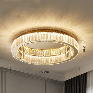 Gold Crystal Ceiling Light – Modern Circle Flush Mount With LED & Stainless Steel