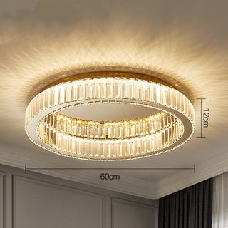 Gold Crystal Ceiling Light – Modern Circle Flush Mount With LED & Stainless Steel