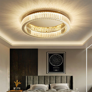 Gold crystal ceiling light modern – circle LED flush mount