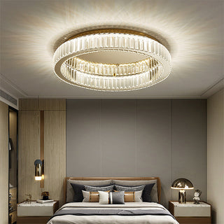 Crystal LED ceiling light circle gold – flush mount modern