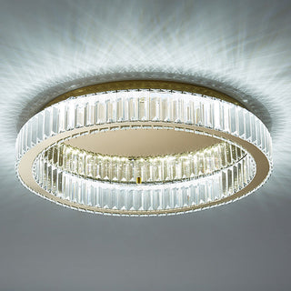 Crystal circle ceiling fixture gold LED – modern flush