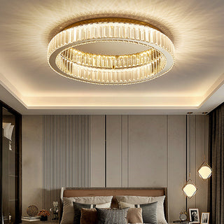 Gold circle ceiling fixture crystal LED – modern flush