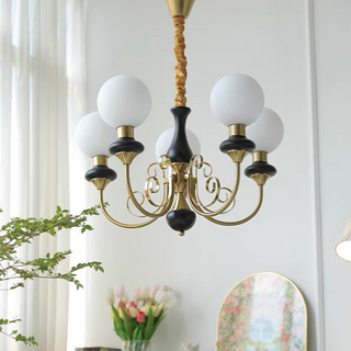 Onyx metal chandelier green shade close-up pendant detail