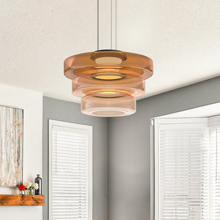 Contemporary glass pendant with adjustable cord length