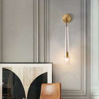 Black gold modern wall lamp single bulb detail — metal sconce