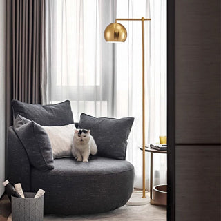 Gold dome lamp setting — modern metal living room wide