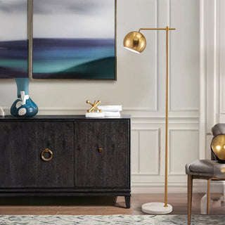 Gold metal dome lamp — modern warm living room