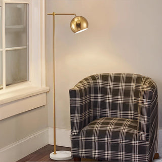 Modern gold floor lamp wide — dome metal warm