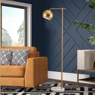 Gold dome floor lamp front — modern metal living room design
