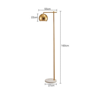 Gold dome floor lamp wide — modern metal warm
