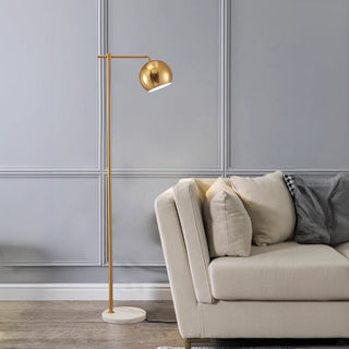 Modern gold floor lamp illuminated — dome metal warm