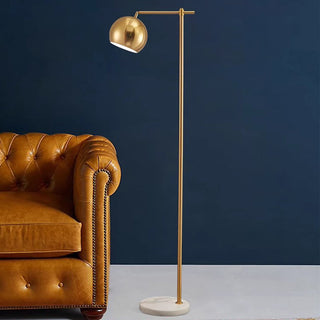Modern gold lamp wide view — dome metal living room
