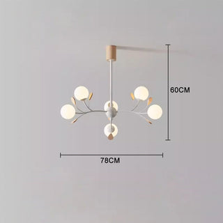 Contemporary firefly chandelier glass orbs iron frame ceiling