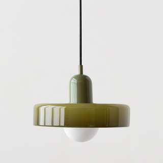 Bauhaus pendant with vibrant glass geometric shade
