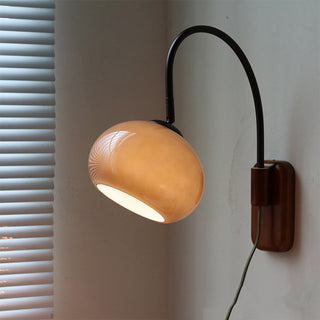 Natural wood and glass indoor wall lamp — modern wall sconce