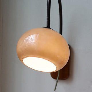 Natural wood glass indoor wall sconce — modern wall lamp fixture