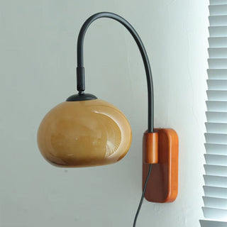 Modern natural wood wall lamp ambient — glass indoor sconce