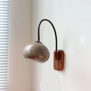 Modern natural wood wall lamp angle — glass indoor sconce