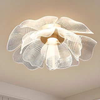 Flower ceiling fixture with iron frame, modern LED bedroom