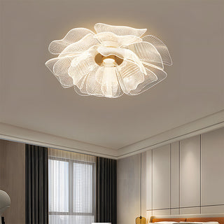 Modern flower ceiling light illuminated, acrylic iron frame