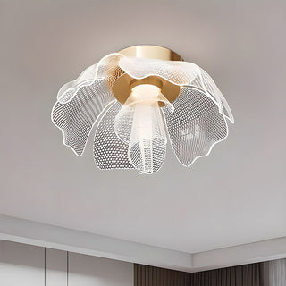 Flower-shaped LED ceiling fixture, acrylic shade iron frame