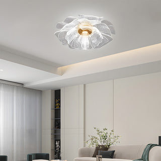 Acrylic flower LED ceiling lamp in bedroom, iron frame design