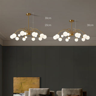 Brass glass bean chandelier contemporary ceiling fixture