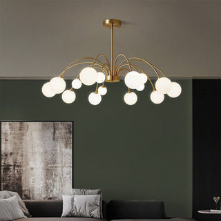 Brass chandelier bean design modern glass fixture dining area