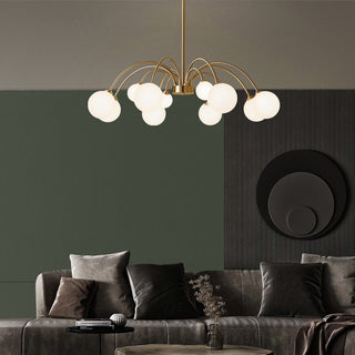 Living room brass bean chandelier glass pendant hanging lamp