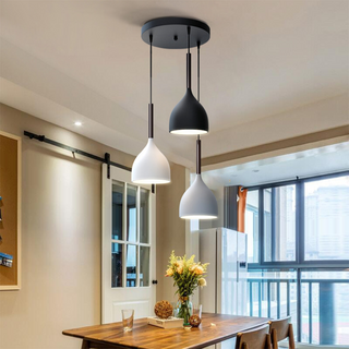 Metal pendant trio with individual height adjustment