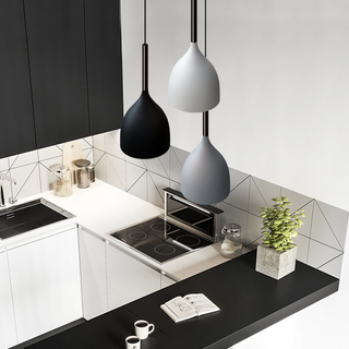Three-head metal hanging light with matte finish