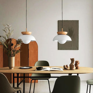 Modern metal wood pendant lamp — dining room fixture
